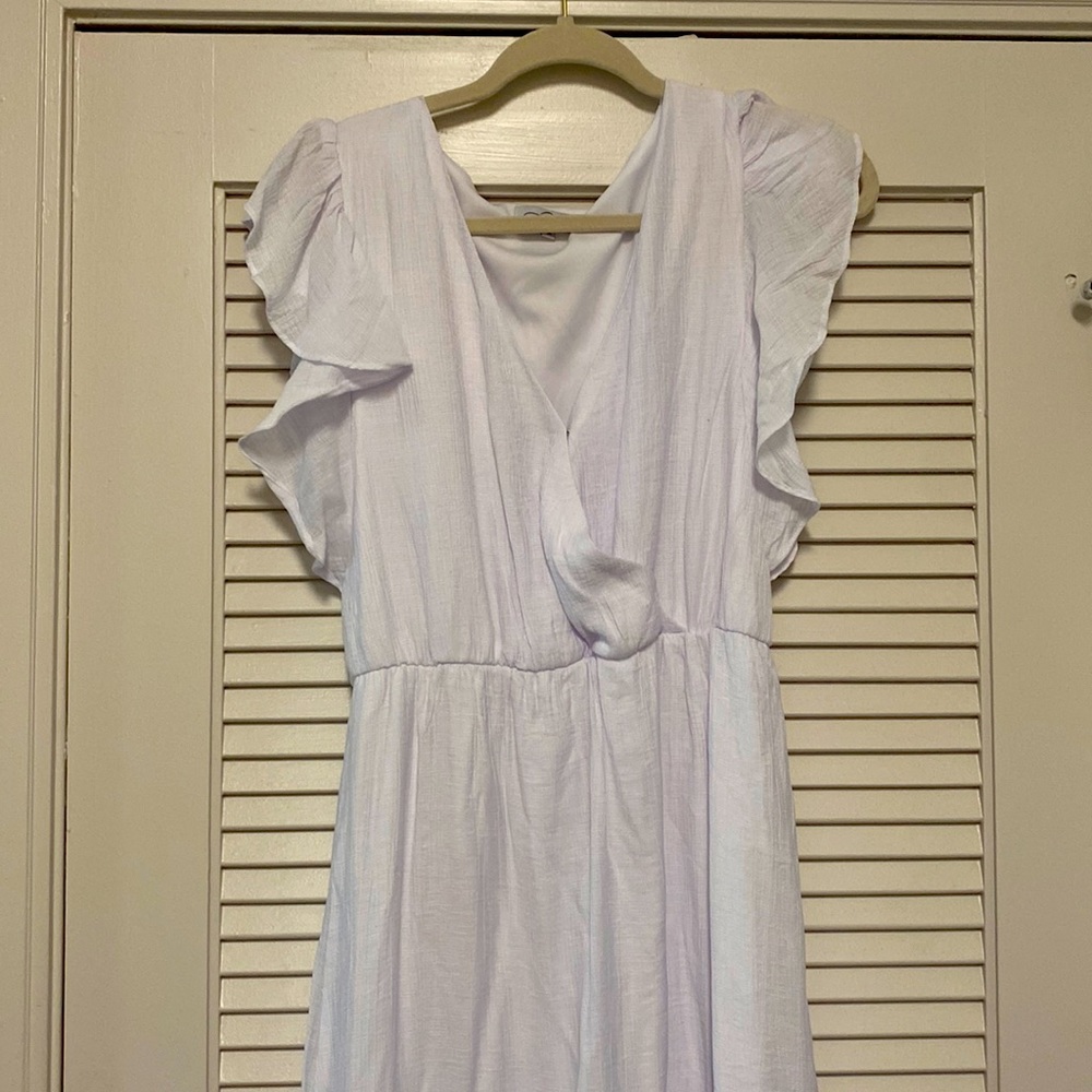 White flutter sleeve midi dress
